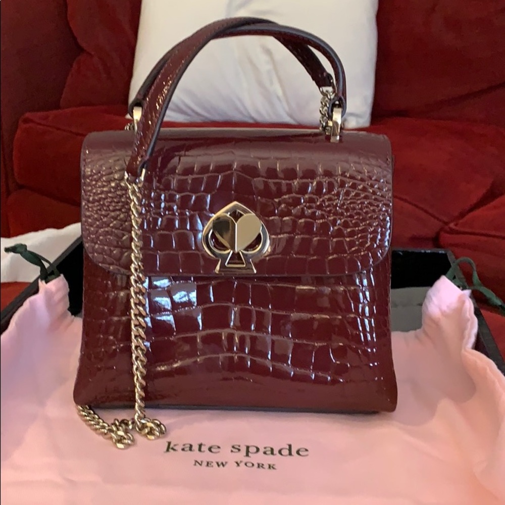 Kate Spade Romy Croc-embossed mini flap top handle